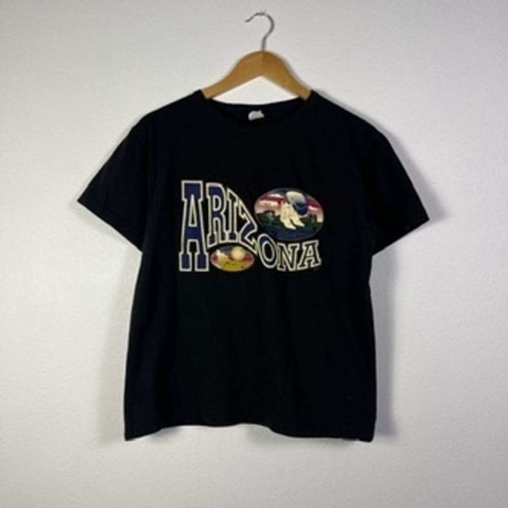 90s Arizona Graphic Tee Mens Medium Black Good Vintage Western Desert Shirt